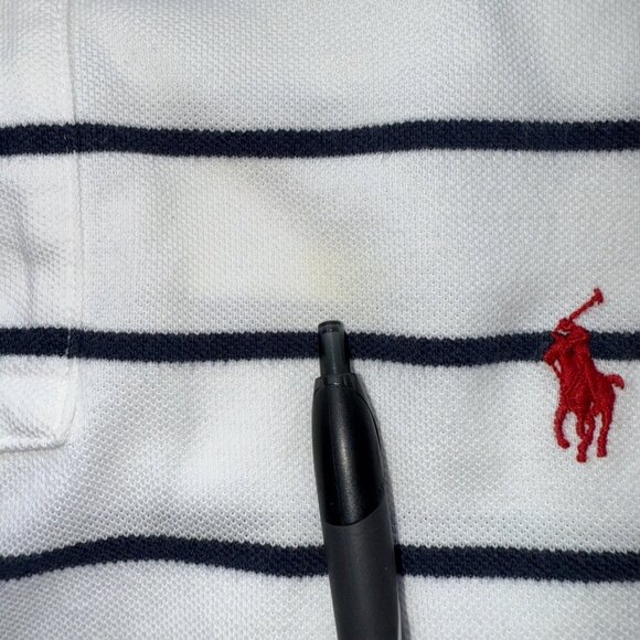 Polo Ralph Lauren Mens Striped Polo Shirt XXL Short Sleeve White Cotton Classic - Picture 3 of 8